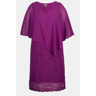 Ulla Popken  Abito da sera con mantellina di chiffon, jersey, orlo con pizzo e maniche a 3/4 