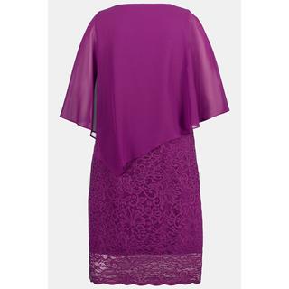 Ulla Popken  Abito da sera con mantellina di chiffon, jersey, orlo con pizzo e maniche a 3/4 