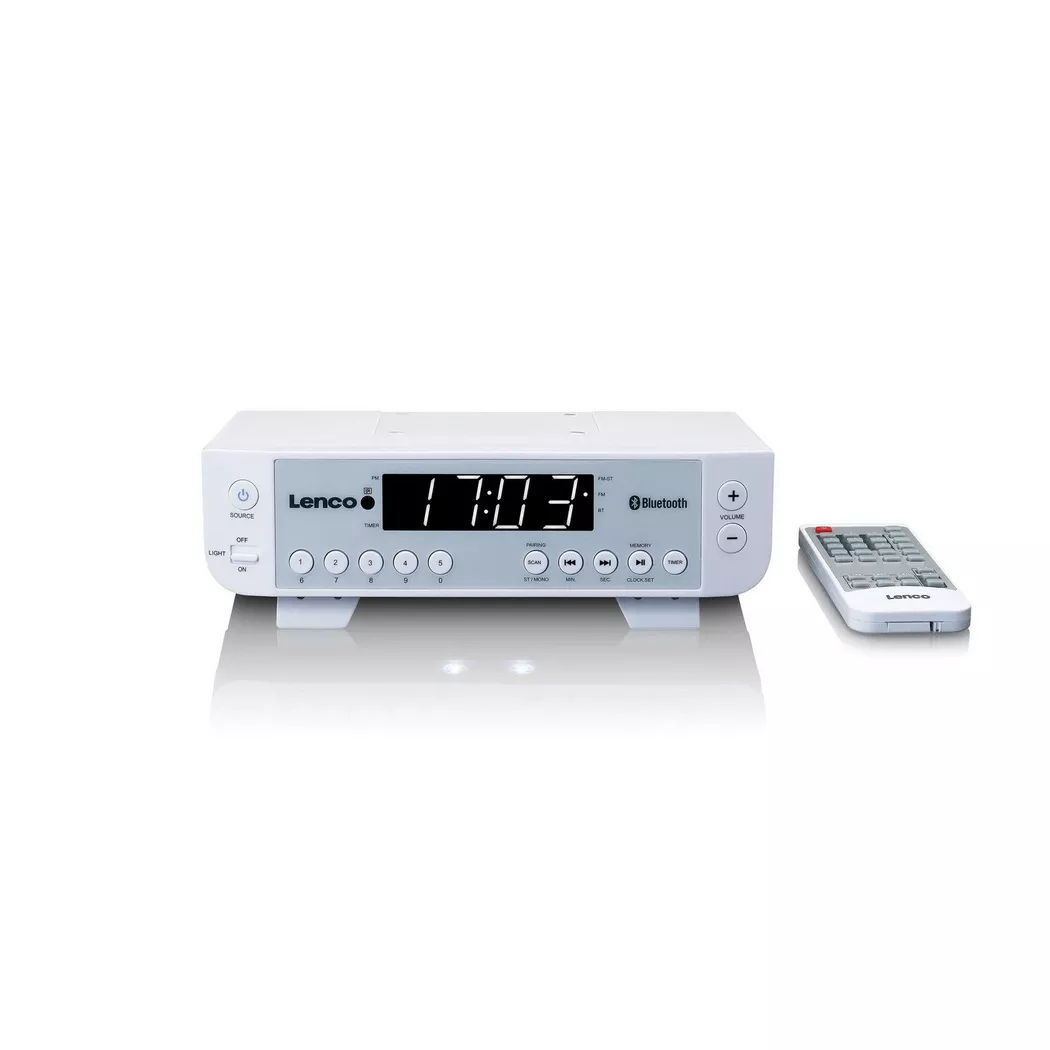 Lenco FM Kitchen Radio with Bluetooth® LED Lighting and Timer White