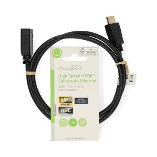 Nedis  High Speed ​​HDMI™ Kabel mit Ethernet | HDMI™ Anschluss | HDMI™ Ausgang | 4K@60Hz | ARC | 10,2 Gbit/s | 1,00 m | Rund | PVC | Schwarz | Etikett 