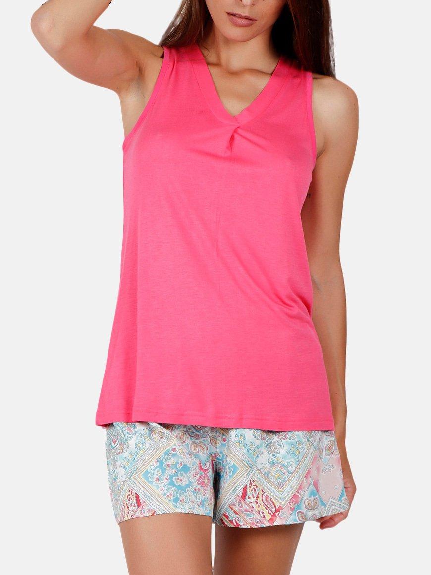 Admas  Pyjama-Shorts Tanktop Colored Diamonds rosa 