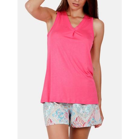 Admas  Pyjama-Shorts Tanktop Colored Diamonds rosa 