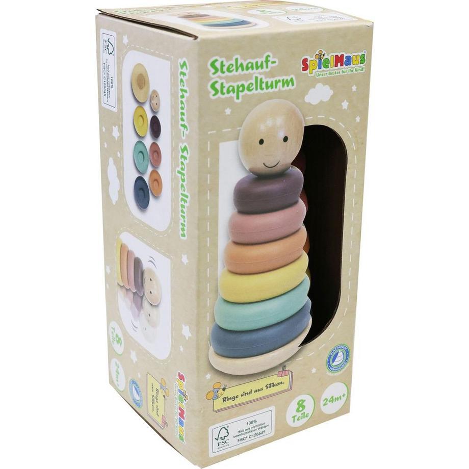 SpielMaus  Stehauf-Stapelturm Silikon 8 Teile 