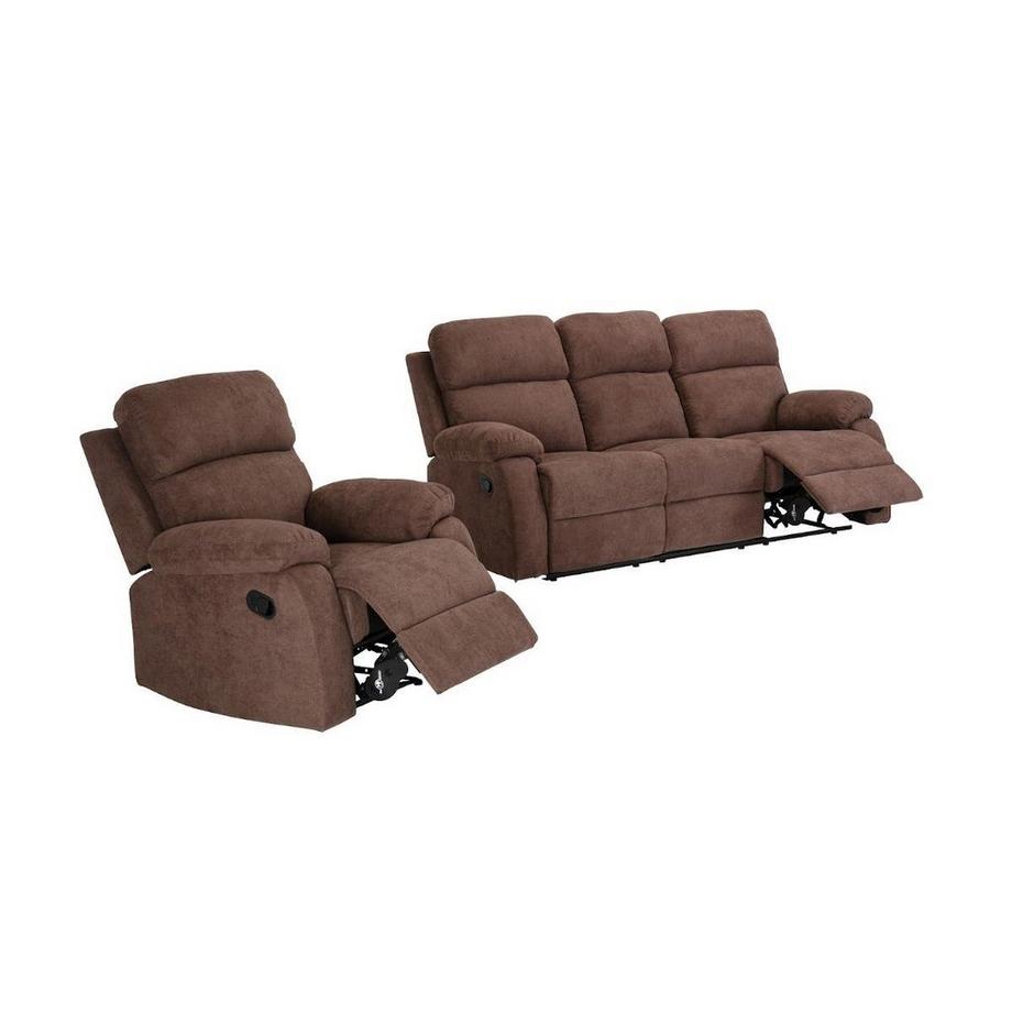 Vente-unique Canapé 3+1 places relax manuel en tissu TOLZANO  