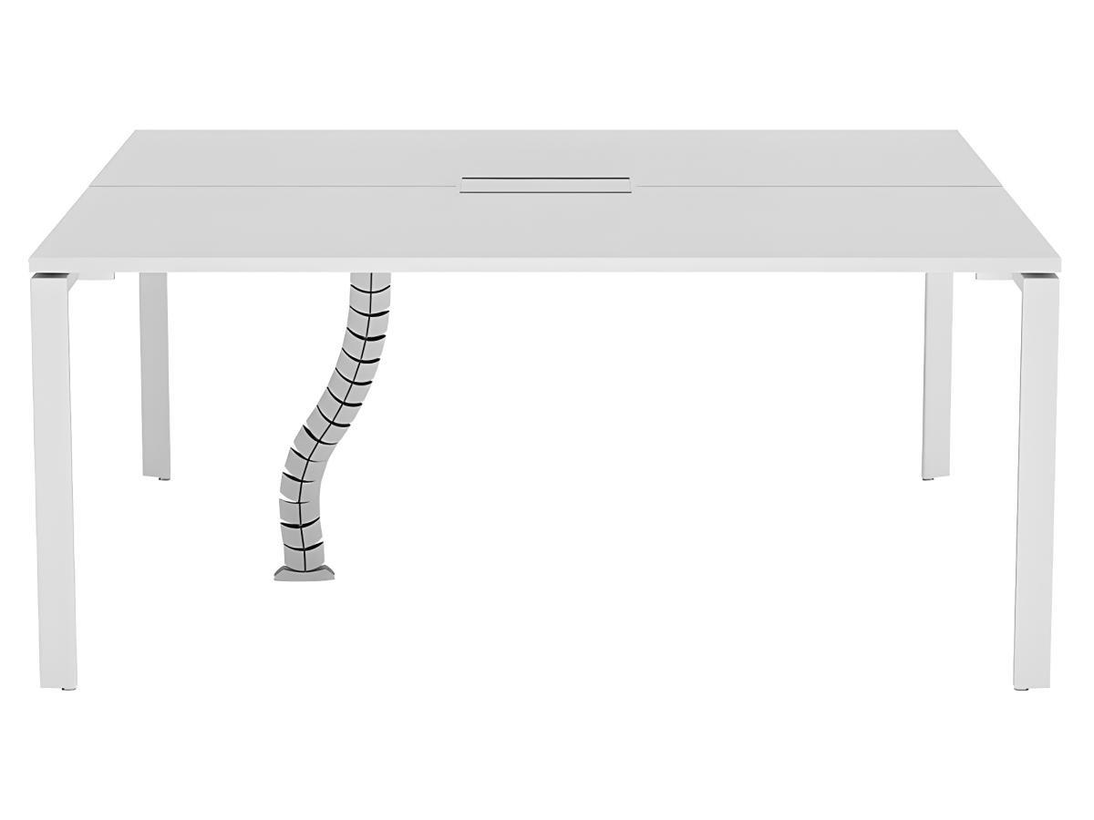 Vente-unique Schreibtisch Bench-Tisch für 2 Personen - L. 160 cm - Weiß - DOWNTOWN  