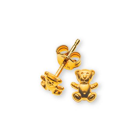 MUAU Schmuck  Clous d'oreilles ourson or jaune 750, 7mm 