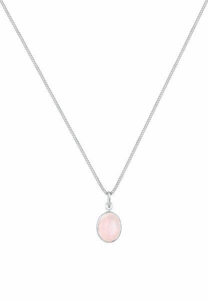 Elli  Collier Pendentif Solitaire Élégant Avec Quartz Rose 