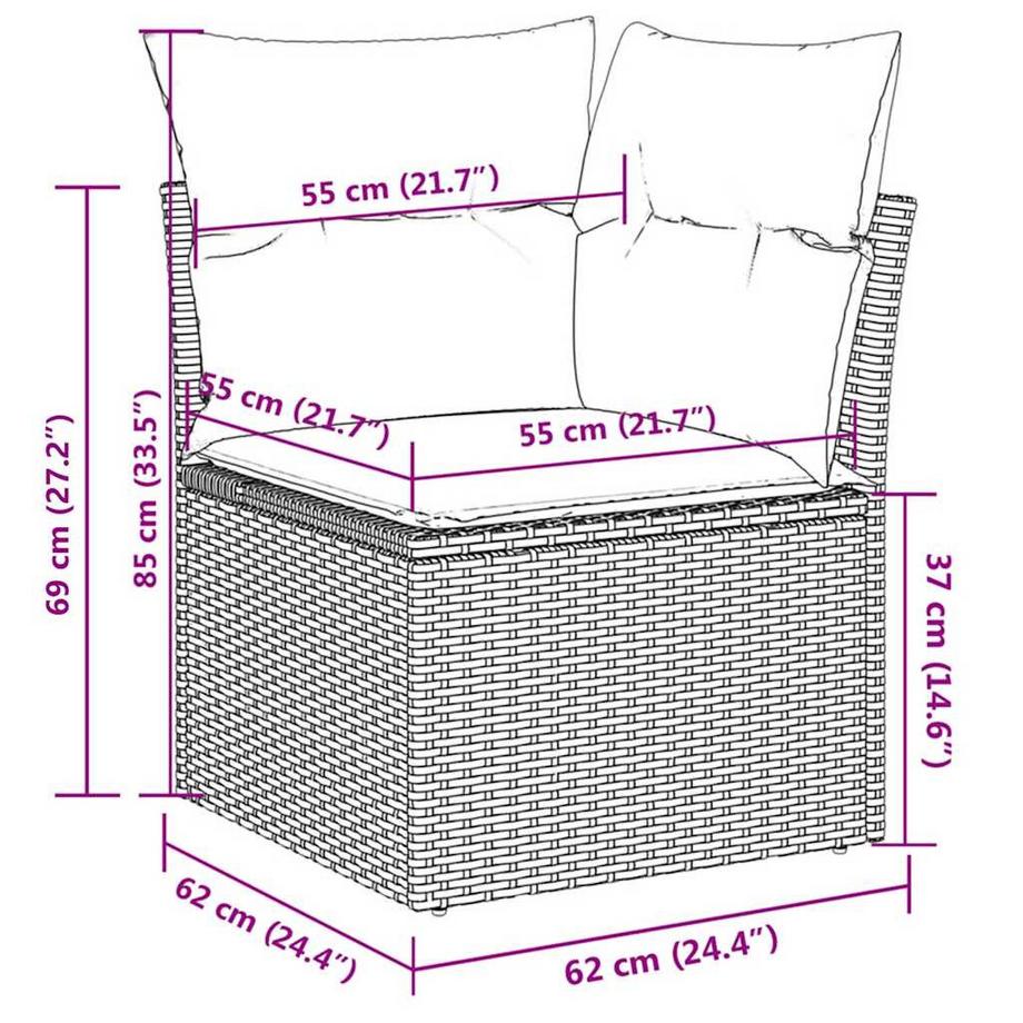 VidaXL set divano da giardino Polirattan  