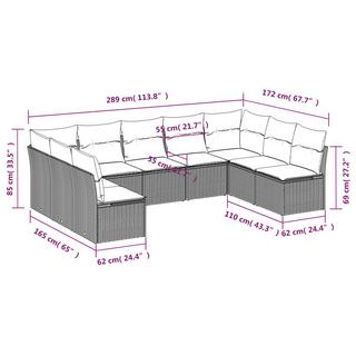 VidaXL Ensemble de canapés de jardin rotin synthétique  