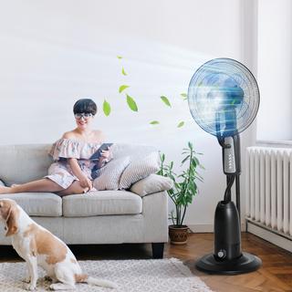 HOMCOM Ventilateur sur pied, métal, noir+argenté  