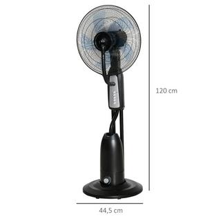 HOMCOM Ventilateur sur pied, métal, noir+argenté  