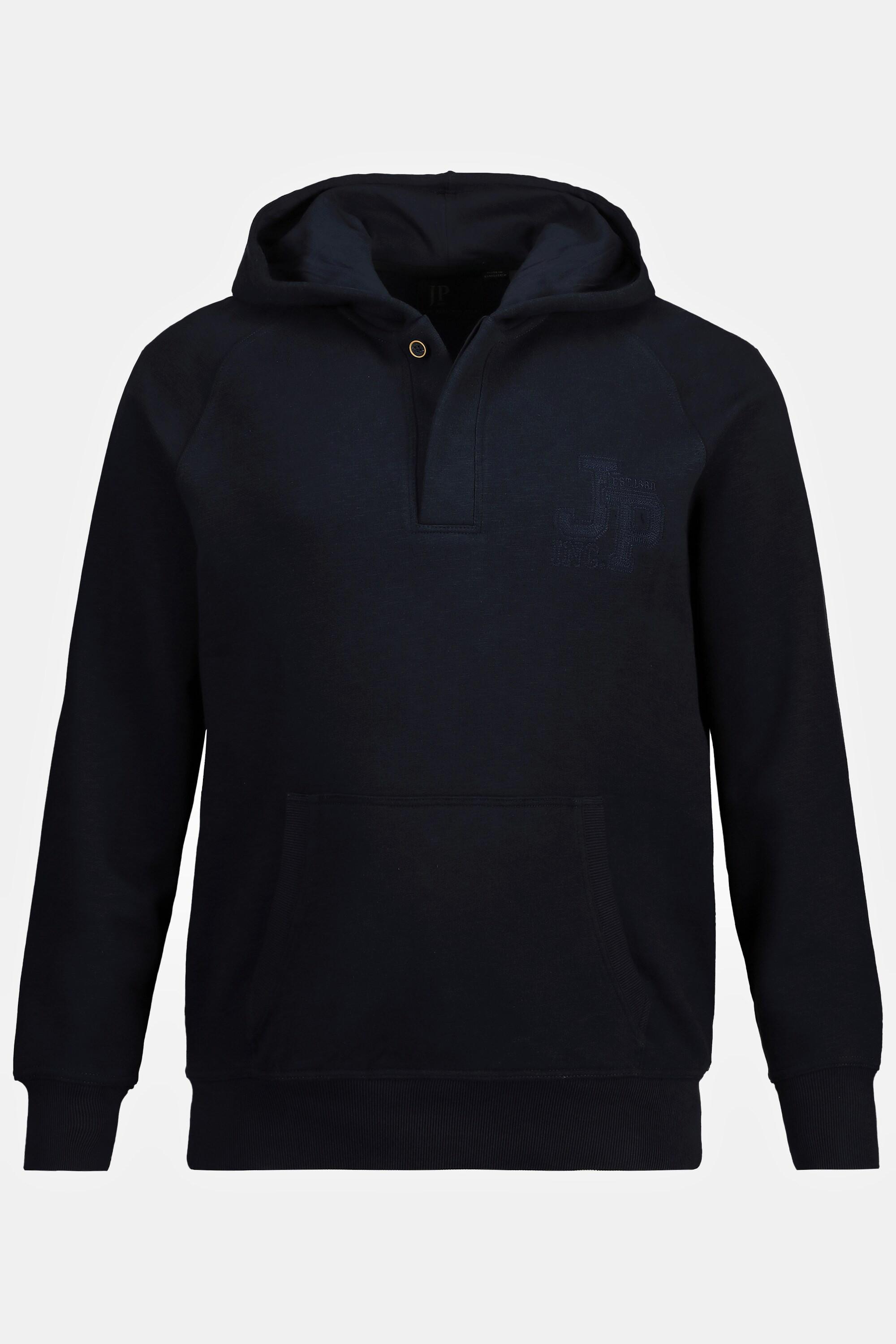 JP1880  Hoodie, Flammsweat, Kapuze, Knopfleiste 