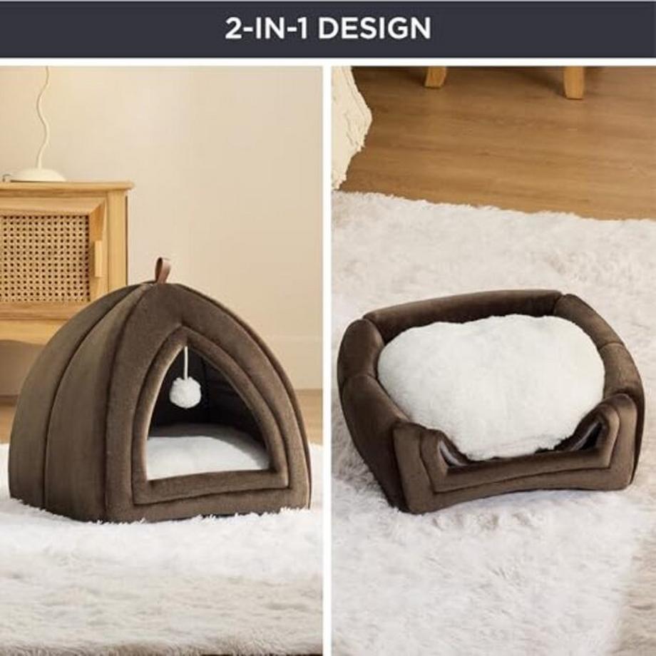 Alopini  Katzenhöhle Großkatzen - Faltbares Katzenbett mit waschbaren Kissen, Katzenzelt für Kätzchen klein, 