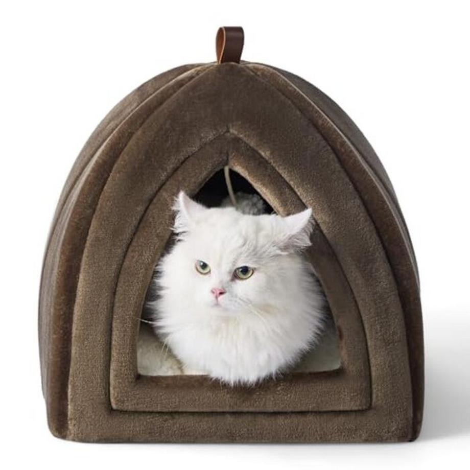 Katzenhöhle Großkatzen - Faltbares Katzenbett mit waschbaren Kissen, Katzenzelt für Kätzchen klein,