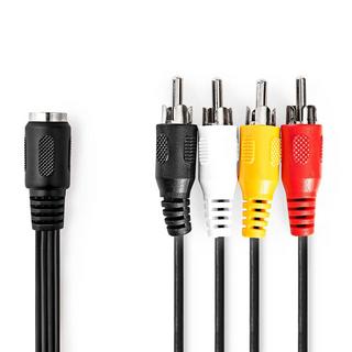 Nedis  Câble audio DIN | DIN 5-Pin Femelle | 4x RCA Mâle | Nickelé | 0.20 m | Rond | PVC | Noir | Label 