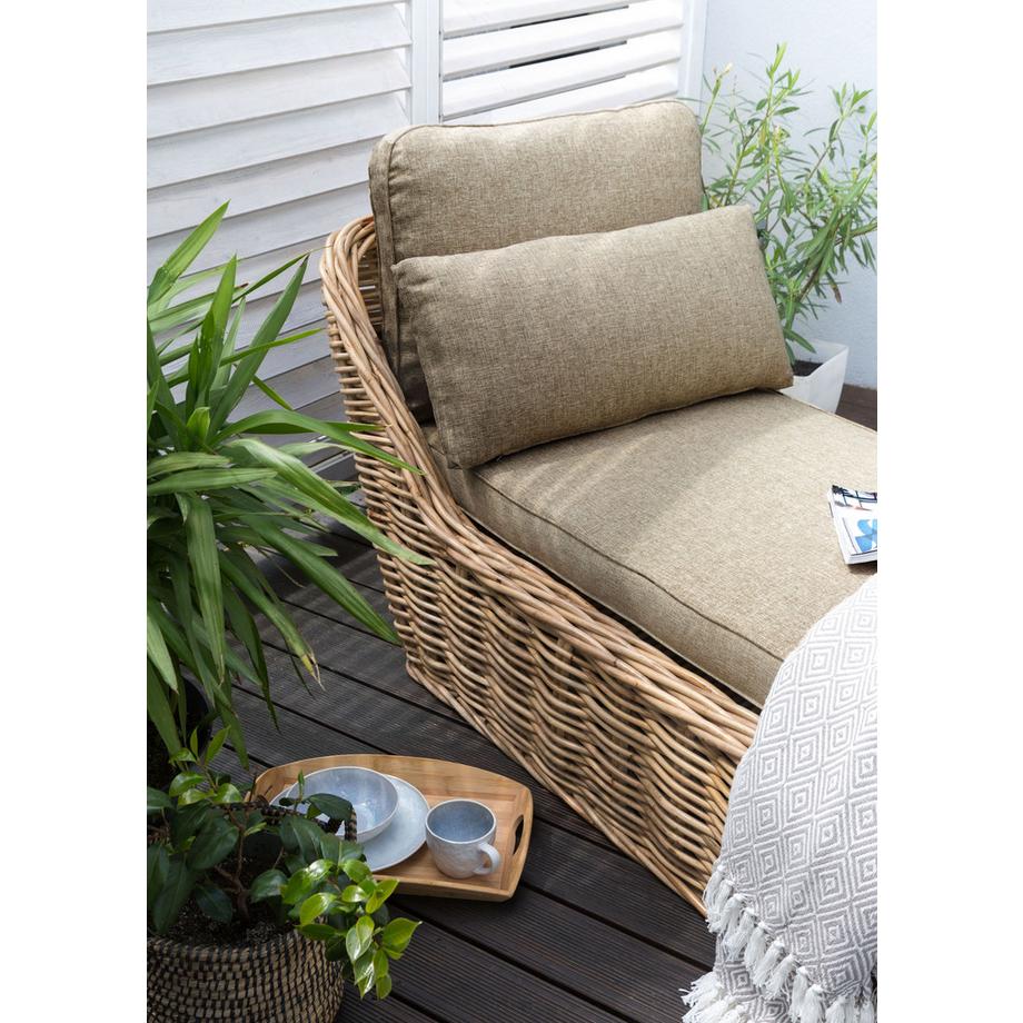 Beliani Lettino Prendisole con Cuscino en Rattan Boho BELSITO  