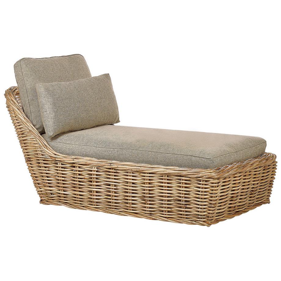 Lettino Prendisole con Cuscino en Rattan Boho BELSITO