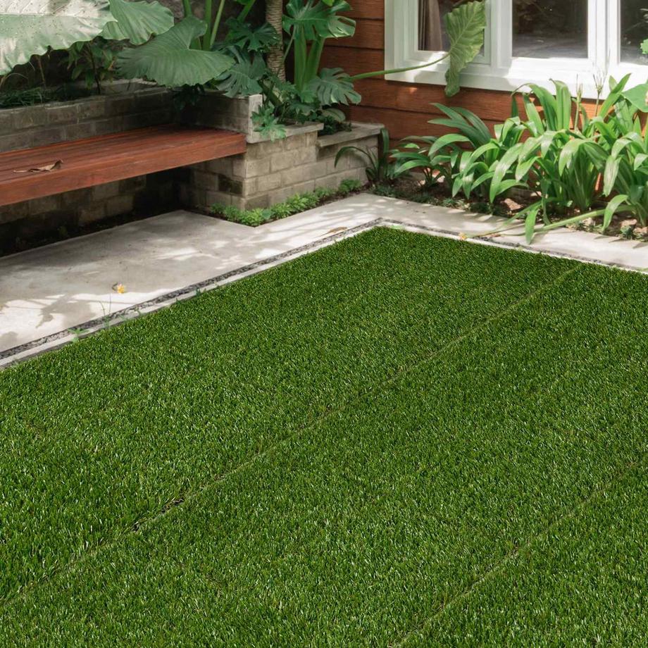 Northio Gazon Artificiel 10 Pièces Tapis De Pelouse 30 X 30 Cm Gazon Artificiel En Rouleau Idéal Pour Jardin Et Balcon 25 Mm Plastique Vert Foncé  