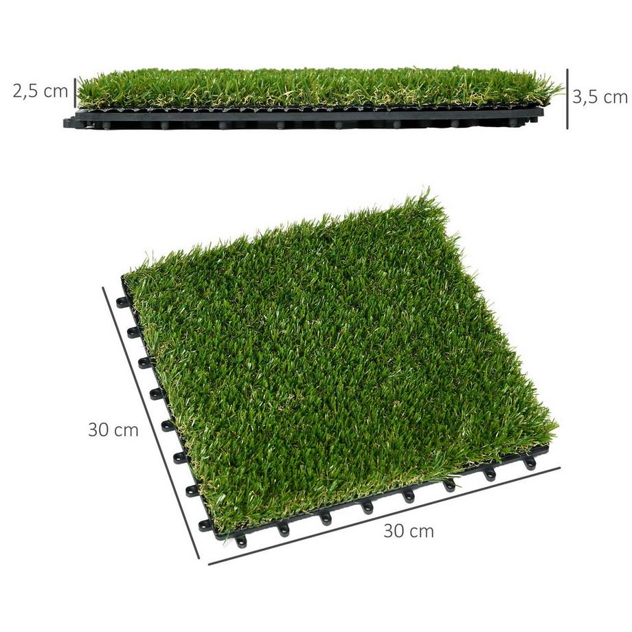 Northio Gazon Artificiel 10 Pièces Tapis De Pelouse 30 X 30 Cm Gazon Artificiel En Rouleau Idéal Pour Jardin Et Balcon 25 Mm Plastique Vert Foncé  