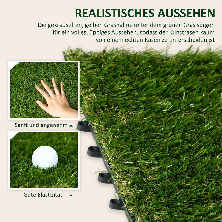 Northio Gazon Artificiel 10 Pièces Tapis De Pelouse 30 X 30 Cm Gazon Artificiel En Rouleau Idéal Pour Jardin Et Balcon 25 Mm Plastique Vert Foncé  