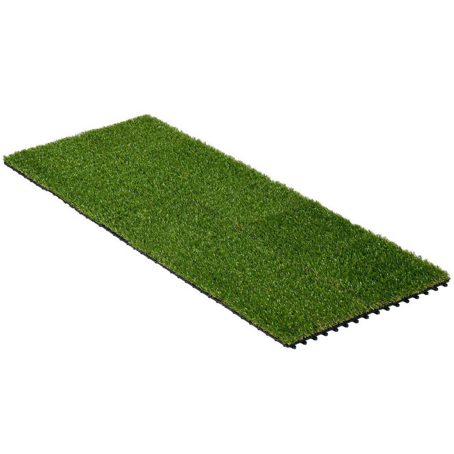 Kunstrasen 10 Stück Rasenteppich 30X30 Cm, Künstlicher Rollrasen, Ideal Für Garten & Balkon, 25 Mm, Kunststoff, Dunkelgrün