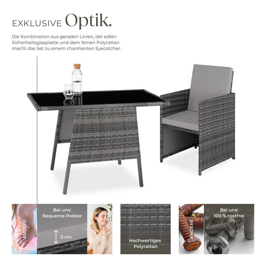 Tectake Rattan Sitzgruppe Lausanne für 2 Personen widerstandsfähig  