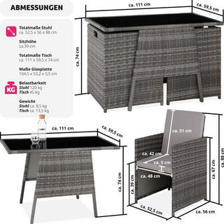 Tectake Rattan Sitzgruppe Lausanne 2+1  