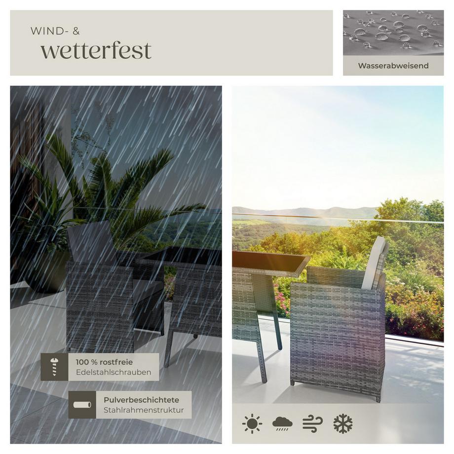 Tectake Rattan Sitzgruppe Lausanne für 2 Personen widerstandsfähig  