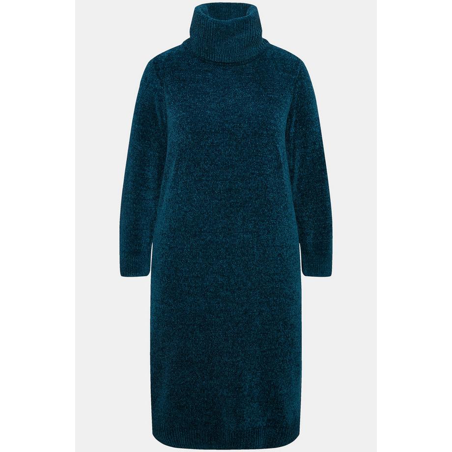 Ulla Popken Chenille Strukturstrick Rollkragen Langarm Kleid  