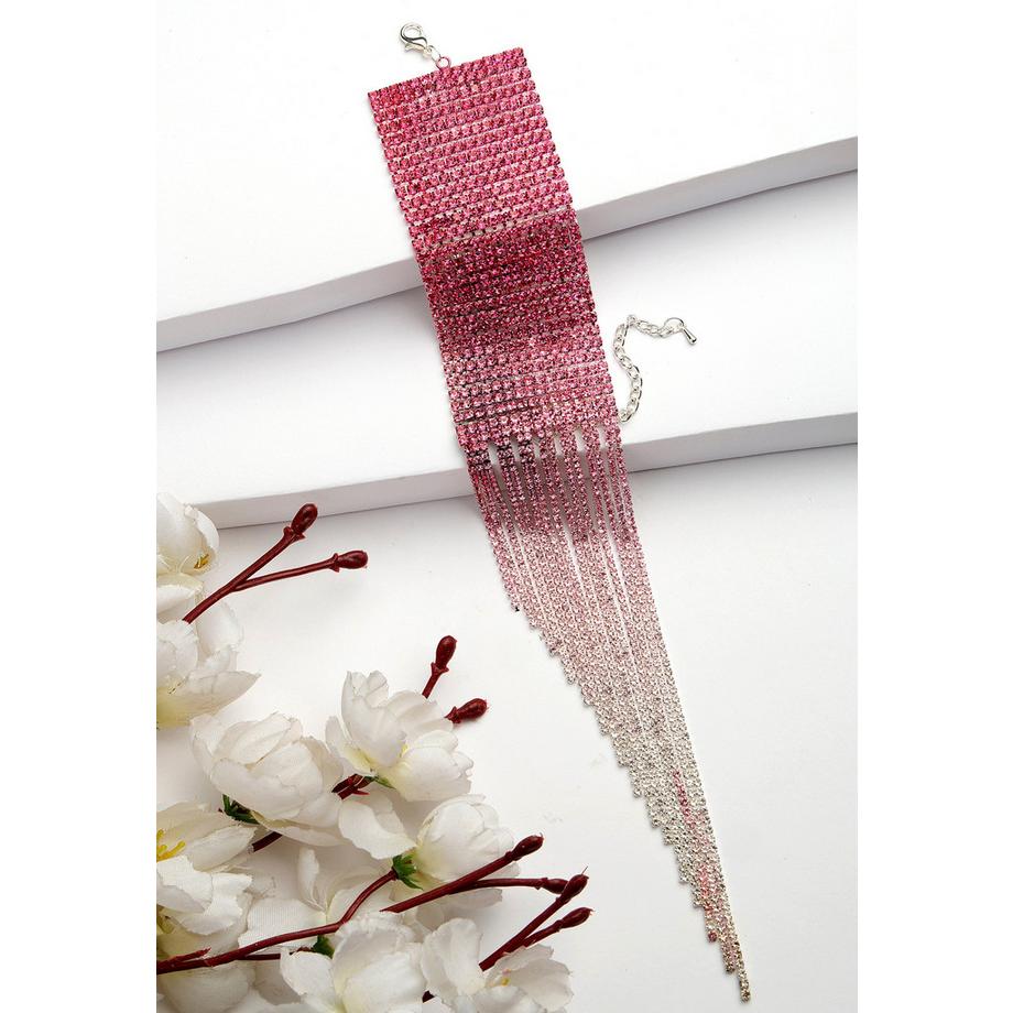 AVANT-GARDE PARIS  Collection Diva Bracelet chevron rose pailleté 