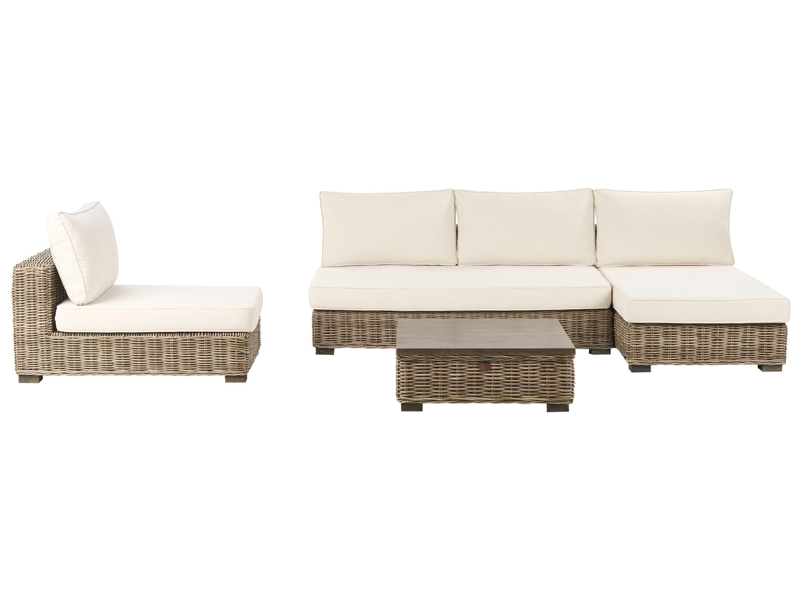 Beliani Set lounge pour jardin en Rotin Rustique VARALLO  