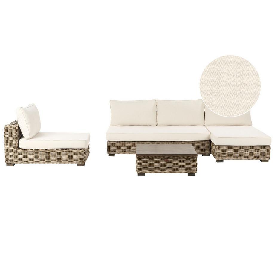 Lounge Set aus Rattan Rustikal VARALLO