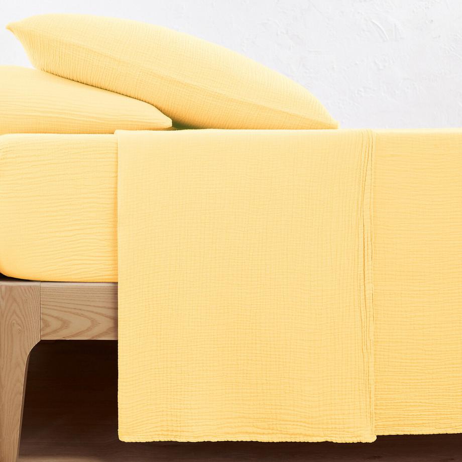 Drap plat uni gaze de coton
