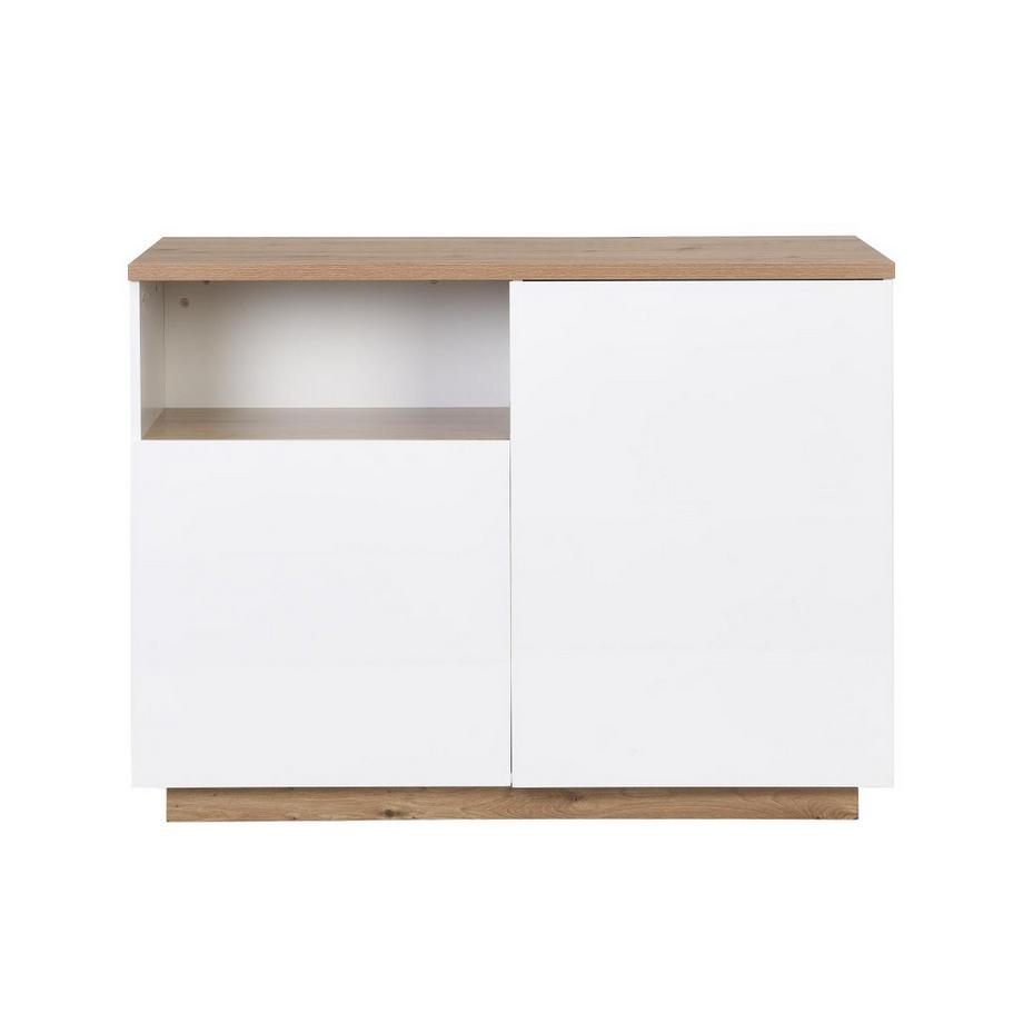 Vente-unique  Isola centrale da cucina con 2 ante e 1 nicchia in MDF Naturale e Bianco - CORELINA 