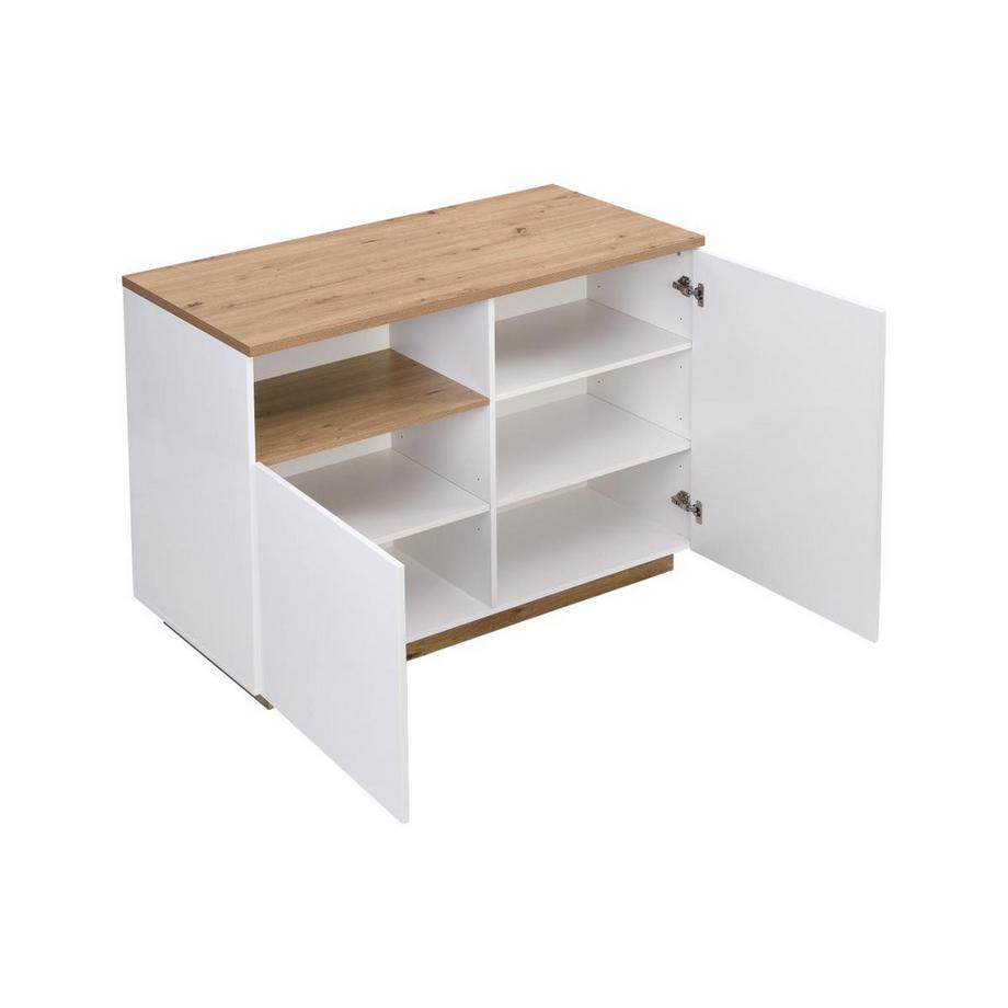 Vente-unique  Isola centrale da cucina con 2 ante e 1 nicchia in MDF Naturale e Bianco - CORELINA 
