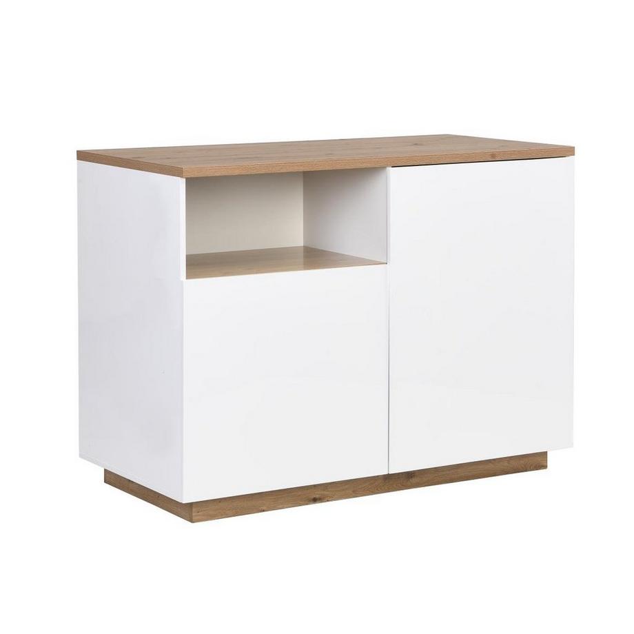 Vente-unique  Isola centrale da cucina con 2 ante e 1 nicchia in MDF Naturale e Bianco - CORELINA 