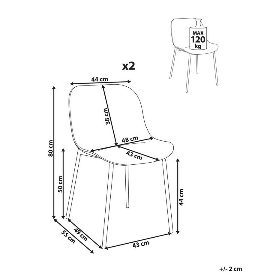 Beliani Set di 2 sedie da pranzo en Polipropilene Moderno BELOIT  