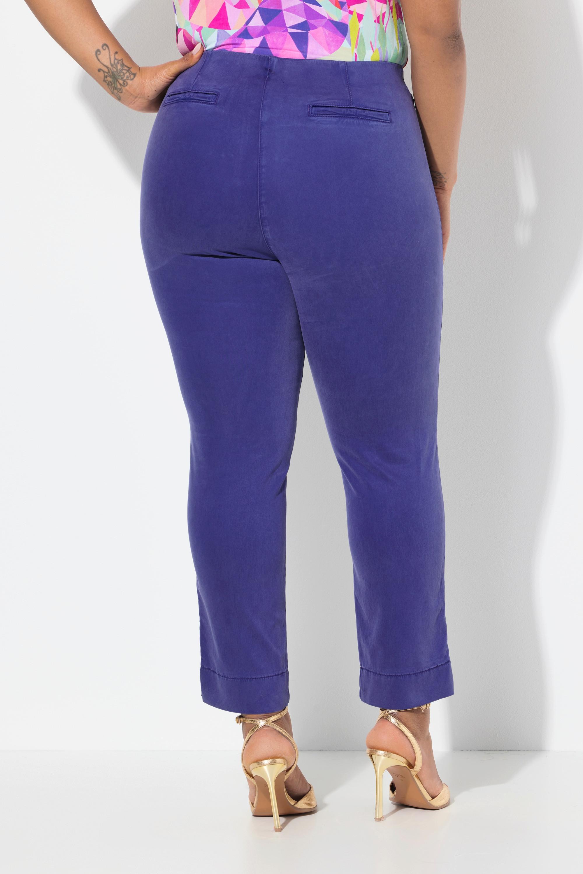 Ulla Popken Pantaloni Nervature Gamba Aderente Vita Elastica Spacchi  