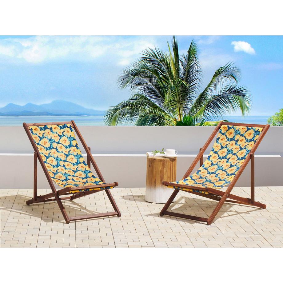 Beliani Set di 2 sedie a sdraio pieghevoli en Tessuto Moderno ANZIO  