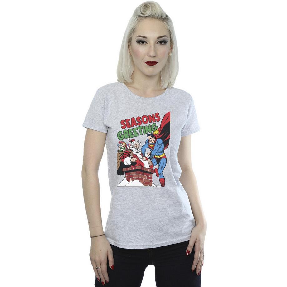 DC COMICS Seasons Greeting Superman Santa T-Shirt  