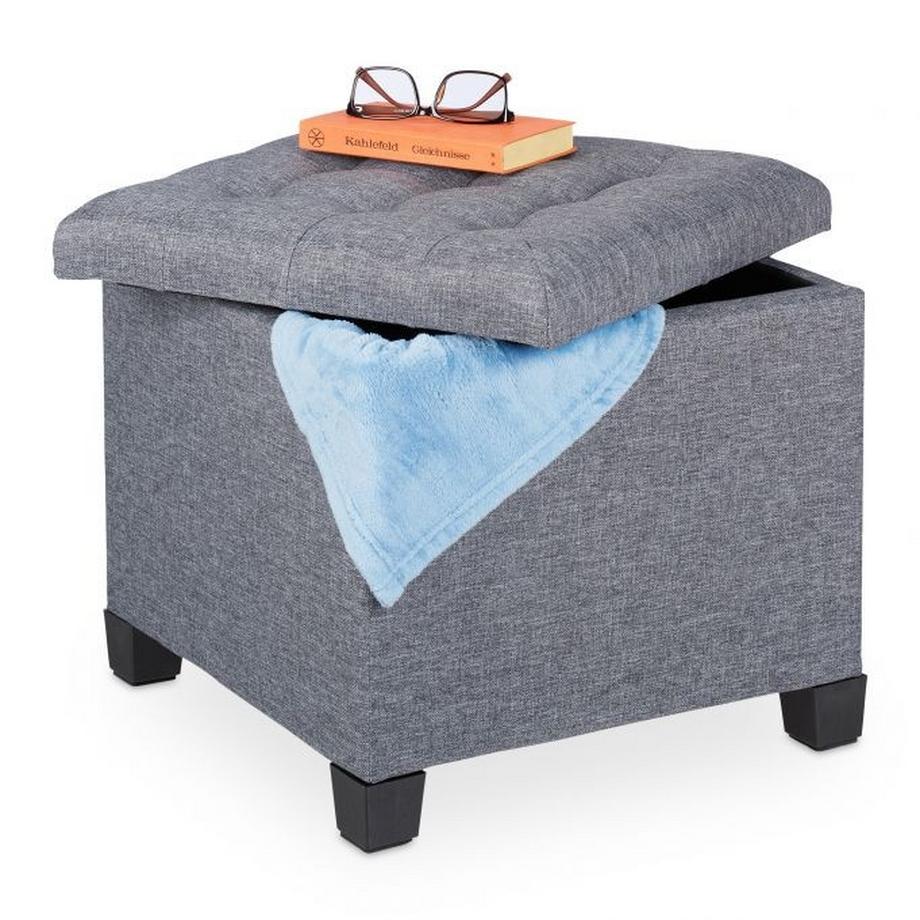 Hocker mit Polsterung in Grau