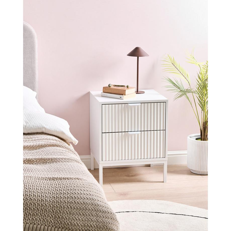 Beliani Nachttisch mit 2 Schubladen aus MDF-Platte Minimalistisch ADELAIDE  