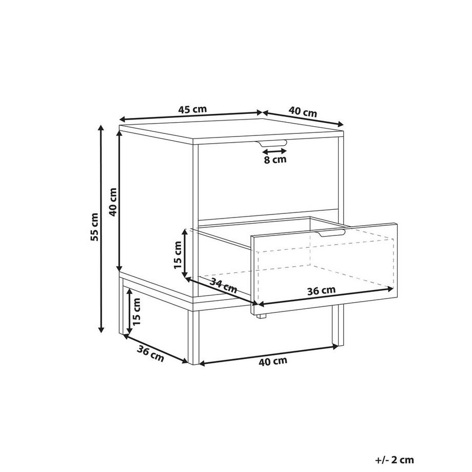 Beliani Nachttisch mit 2 Schubladen aus MDF-Platte Minimalistisch ADELAIDE  