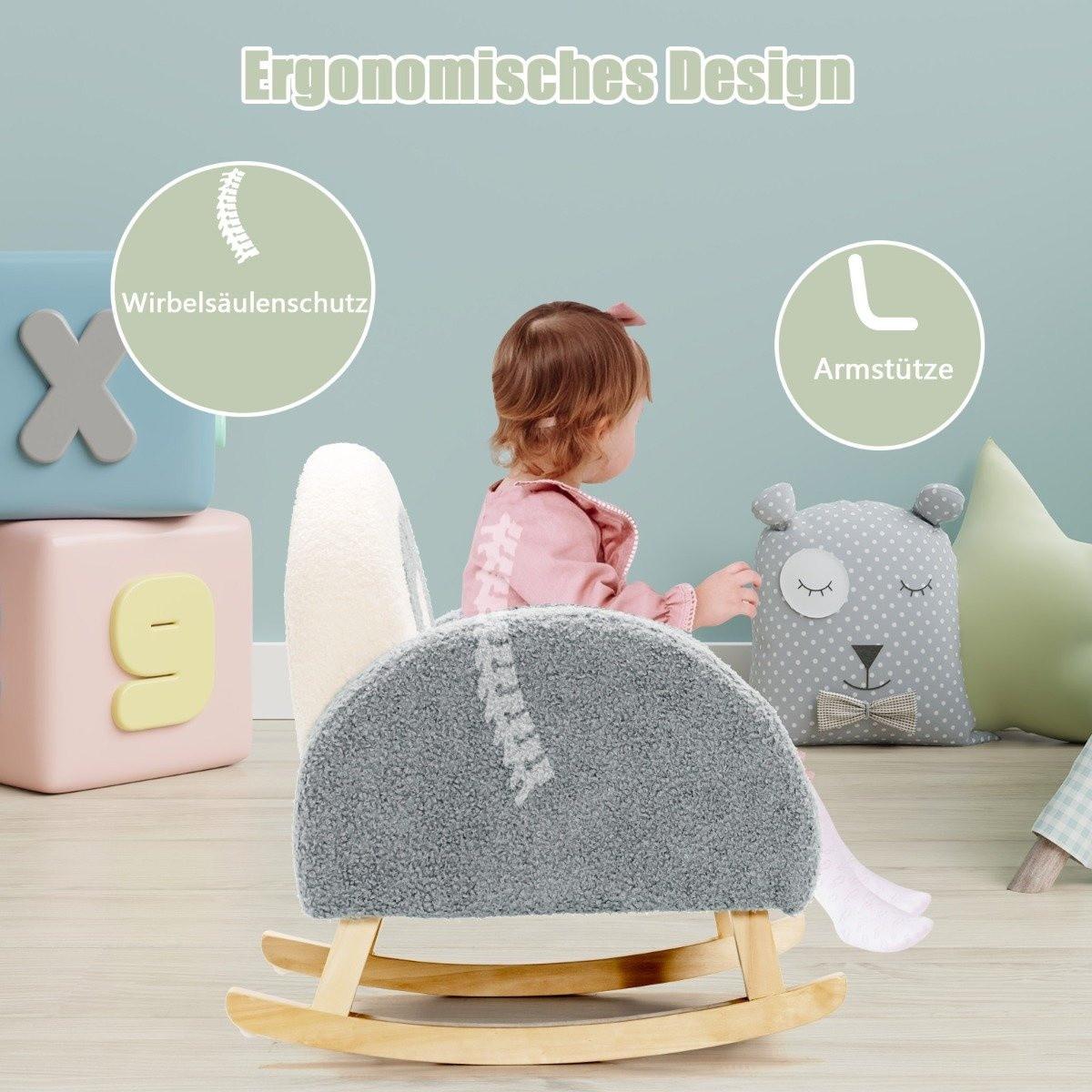 Northio  Chaise à bascule rembourrée pour enfants avec pieds en bois massif gris 