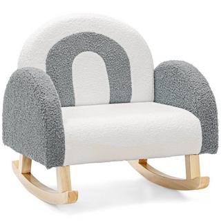 Northio  Chaise à bascule rembourrée pour enfants avec pieds en bois massif gris 