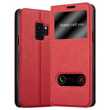 Housse compatible avec Samsung Galaxy S9 - Coque de protection avec fermeture magnétique, fonction de support et 2 fenêtres de visualisation