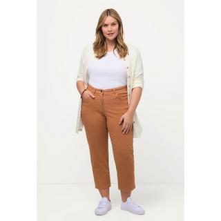 Ulla Popken  Jeans a 7/8 in cotone biologico con cintura comoda e spacchetti sugli orli 