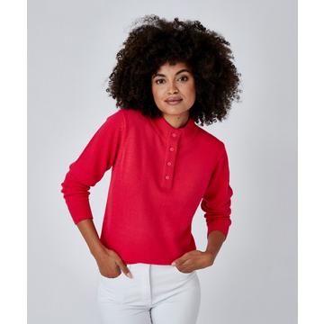 Pull col montant, maille jersey souple.