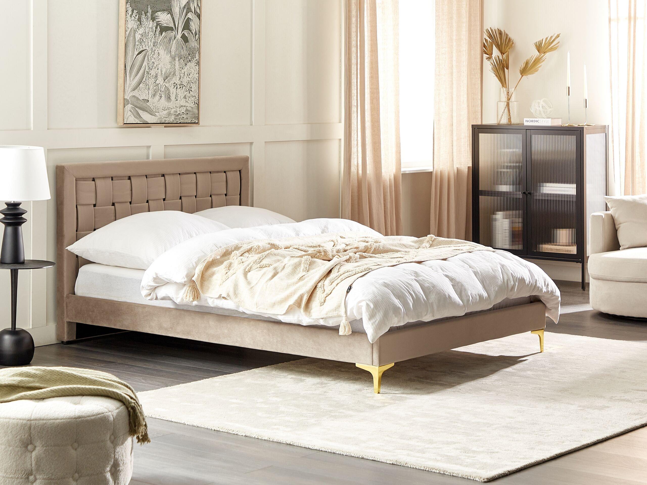 Beliani Bett mit Lattenrost aus Samtstoff Modern LIMOUX  