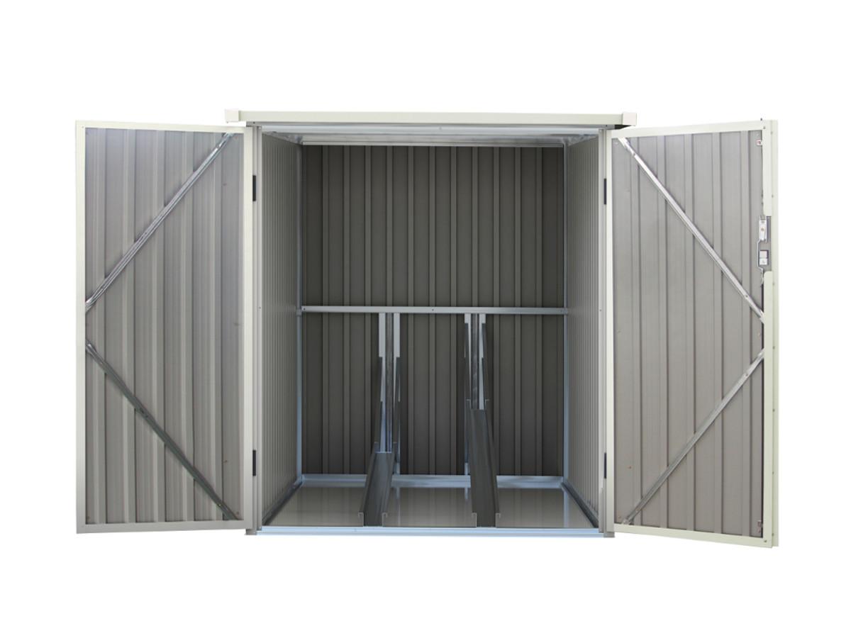 Vente-unique Casetta per biciclette in metallo di 2,8 m² in acciaio zincato grigio antracite per 2 biciclette - NIKI  